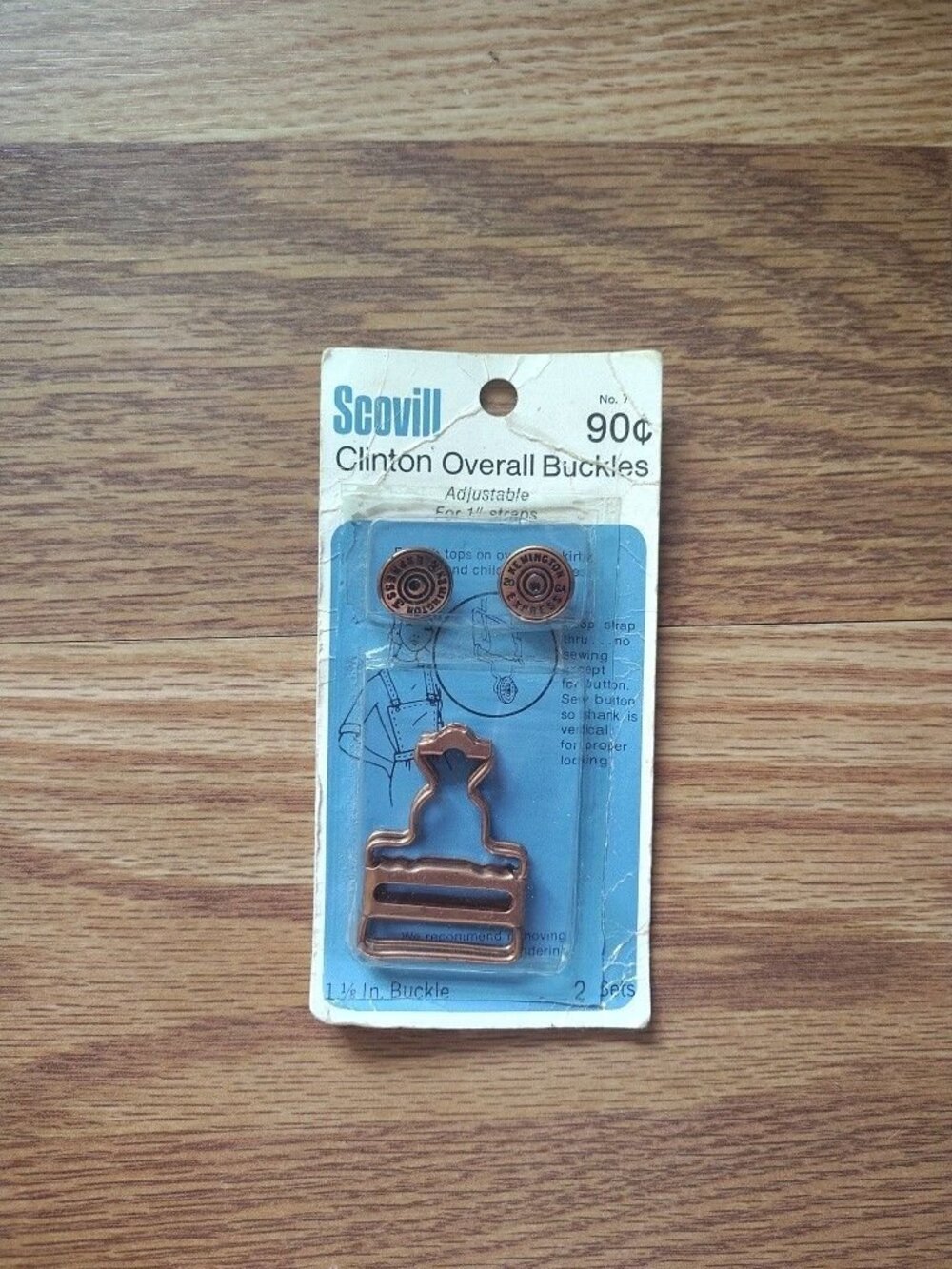 New VINTAGE Scovill Clinton Overall Buckles SET OF 2 For Straps Copper Tone